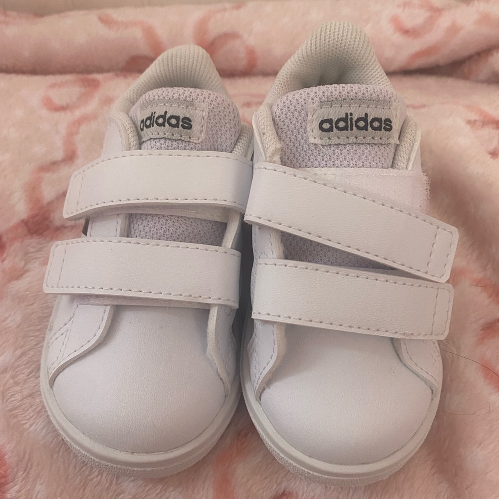 Adidas Kids White Velcro Sneakers